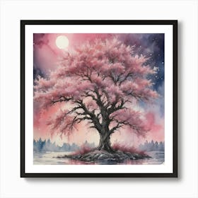 Tre In Pink Water Colour Art Print