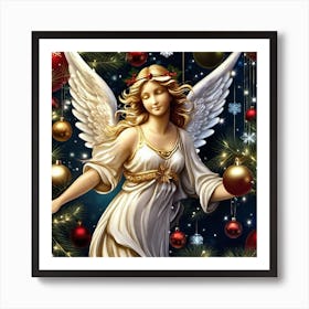 Angel Christmas Wallpaper 4 Art Print