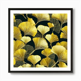 Gold Ginkgo Leaves 2 Art Print