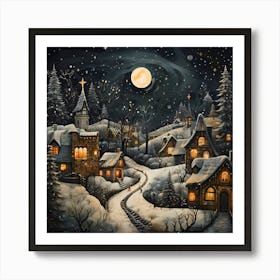 Stitched Retro Holiday Impressions Art Print