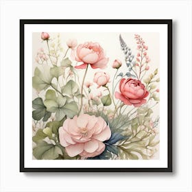 Watercolor Flowers Art Print