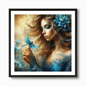 Blue Dragonfly Art Print