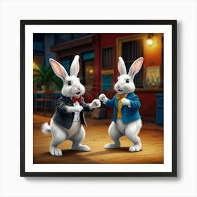 Rabbits Dancing 3 Art Print