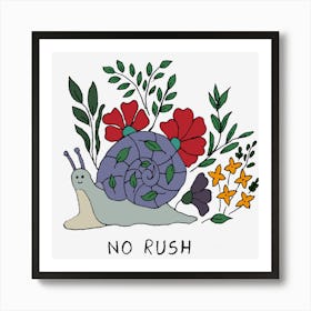 Snail With Flowers Art Print