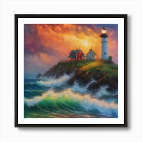 BB Borsa Lighthouse At Sunset Art Print