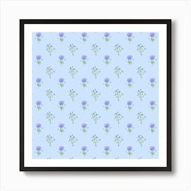 Meadow Flowers On Light Blue Pattern Art Print