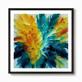 Gorgeous, distinctive yellow, green and blue abstract artwork 19 Art Print