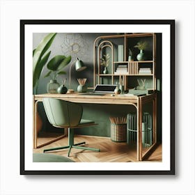 Bedroom table design with a small bamboo desk Art Print