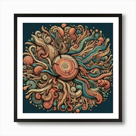 Whimsical Oceanic Swirl Art Art Print