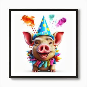 Pig In A Party Hat 3 Art Print