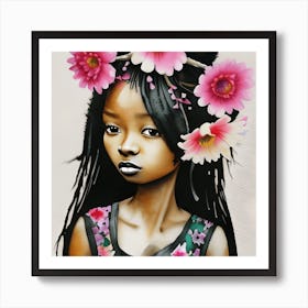 Little Sister With Flowers Art Print