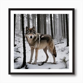 Wolf In The Woods 13 Art Print