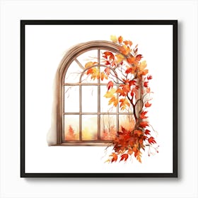 Autumn Leaves In The Window Art Print