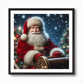 Santa Claus In His Sleigh Art Print