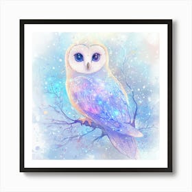 Owl In The Snow Art Print