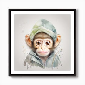 Cute baby monkey Art Print