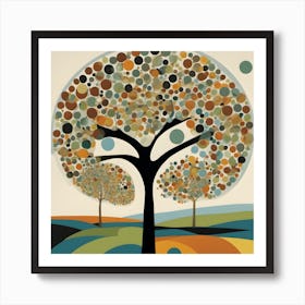 Contemporary Abstract Landscape Of A Tree Where The Leaves Are Represented By Circles 2 Upscaled Upscaled Art Print