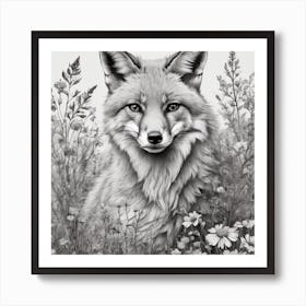 Fox In The Meadow Art Print