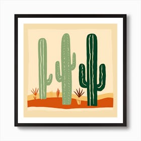 Rizwanakhan Simple Abstract Cactus Non Uniform Shapes Petrol 25 Art Print