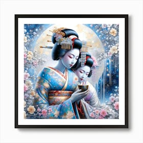 Japan Traditional Geisha Illustration By Ad 130 Art Print