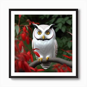 Owl On A Branch Art Print