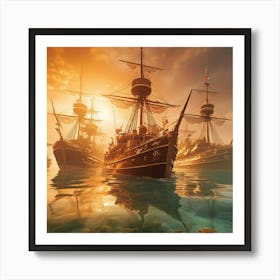 Ships In The Sea Art Print