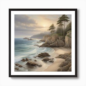 Sunset At The Beach Art Print