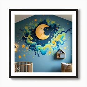 Moon And Stars Art Print