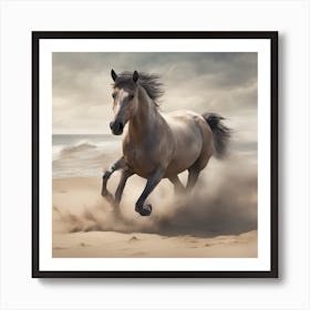 Horse Galloping On The Beach Art Print
