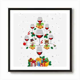 Wine Christmas Tree Xmas Ornament Decor Funny Gits Men Women Art Print