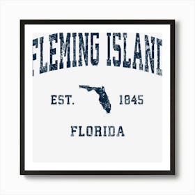 Fleming Island Florida Fl Vintage Athletic Navy Sports Desig Art Print