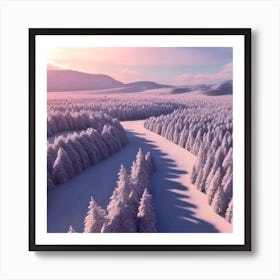 Aerial View Of Snow Covered Forest Art Print