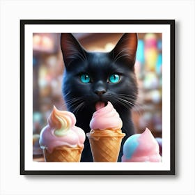 Cat With Ice Cream Cones Art Print