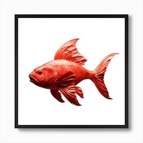 Vibrant red origami fish Art Print