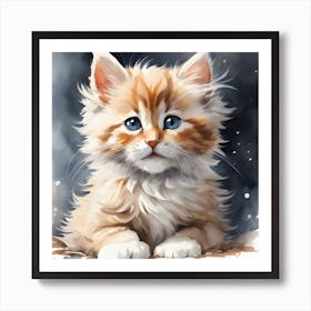 Cute Kitten Painting Art Print