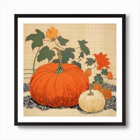 Vintage Pumpkin Illustration Square 1 Art Print