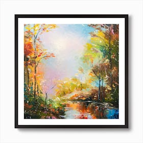 Fall forest Oil painting Art Art Print