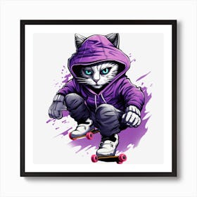 Skateboard Cat 1 Art Print