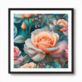 Eternal Elegance: Digital Roses in Harmony Art Print