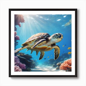 Sea Turtle In The Ocean 1 Art Print