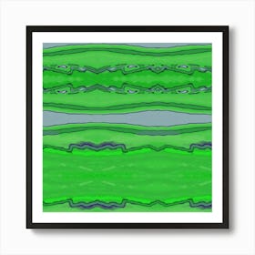 Abstract Green Stripes Art Print