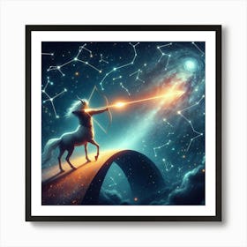 Unicorn With Bow And Arrow In The Sky 1 Art Print