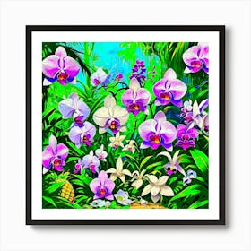 Orchids In The Jungle 4 Art Print