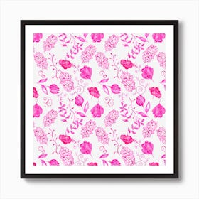 Pink Watercolor Florals Art Print