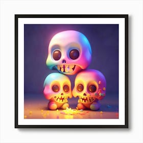 Colorful Skulls Art Print