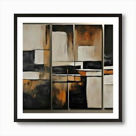 Original Abstract Painting On Canvas Dramatic Wall Art Black Mid Century Modern 1 Art Print