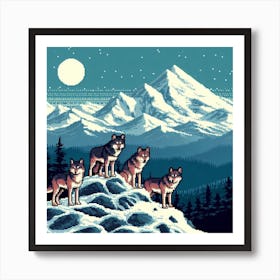 Wolves mountain Art Print