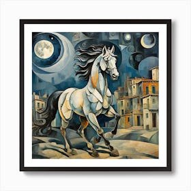 Horse In The Moonlight Art Print