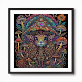 Psychedelic Mushroom Girl 1 Art Print