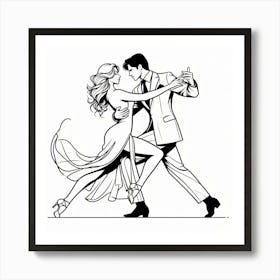 Line Art Tango dance 4 Art Print